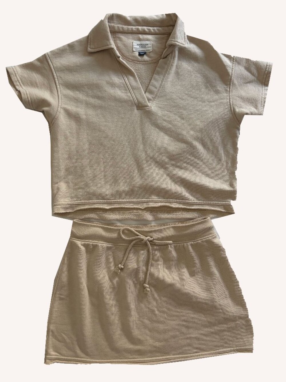 Beige 2 Piece Set with Casual Skirt & Top Size XS and S